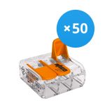 Flerpack 50x Wago 221-413 Skruvanslutning Anslutningsstycke| 3 Tråd Anslutning