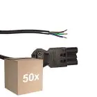 Flerpack 50x Noxion GST - Kompatibel Strömkabel Svart - Manlig + Öppna ändar - 3m - 3 pole 0,75mm2